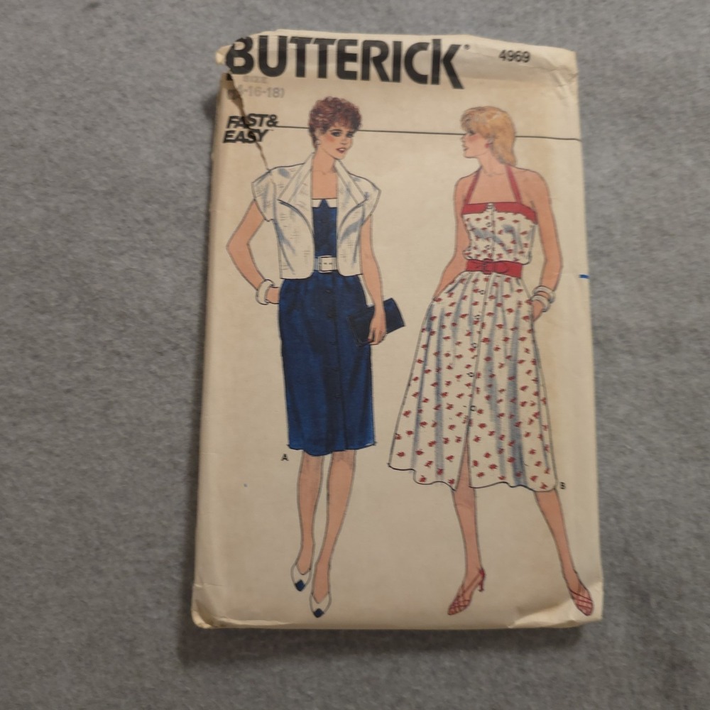 Butterick 4969 Misses Dress & Jacket Sewing Pattern Size 14-18 Uncut Vintage